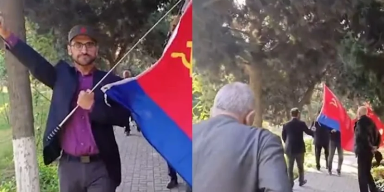 Bakıda SSRİ bayrağı qaldırıldı - Polis HƏRƏKƏTƏ KEÇDİ