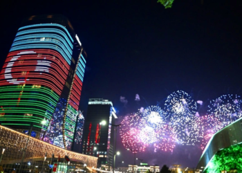 Daşkənddə dövlət başçılarının şərəfinə atəşfəşanlıq olub