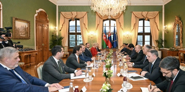 Azərbaycan və Slovakiya prezidentlərinin geniş tərkibdə görüşü olub 