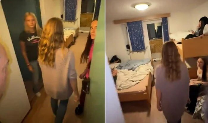 Qızlar yataqxanasında yoxlama: oğlanlar şkafdan çıxdı - Video